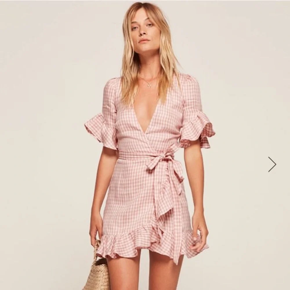 {reformation} linen ruffle wrap dress - Picture 7 of 7